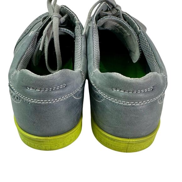 Ecco Men's EU 46 (US 12 to 12.5) Gray Leather Green Sole Wingtip Sneaker Shoes - Picture 6 of 8